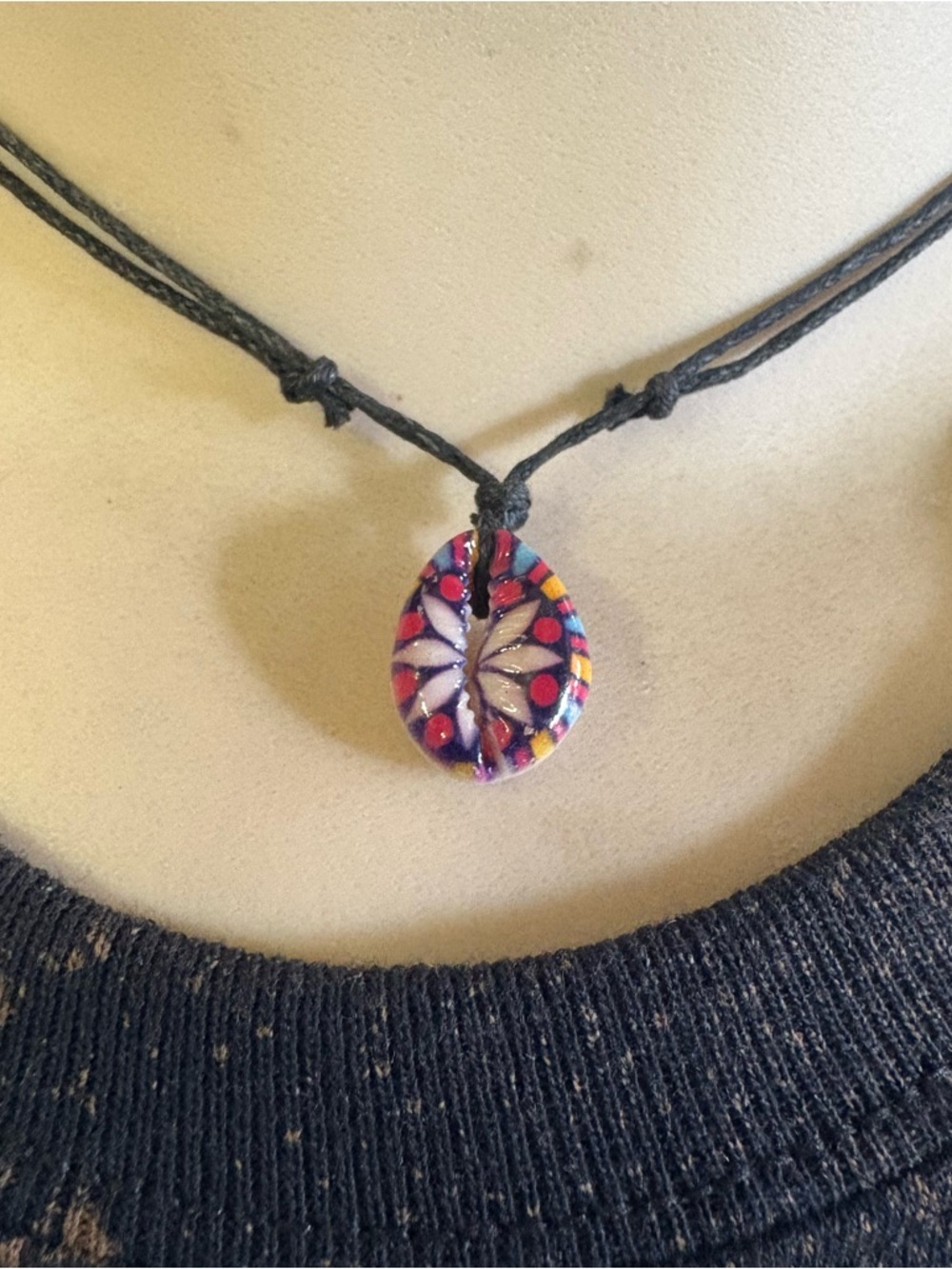 Handmade Multicolor Glass Pendant Necklace - Boho Floral Drop sea shell necklace